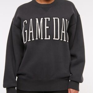 Abercrombie & Fitch Charcoal Crewneck Sweater with 'Game Day' Print